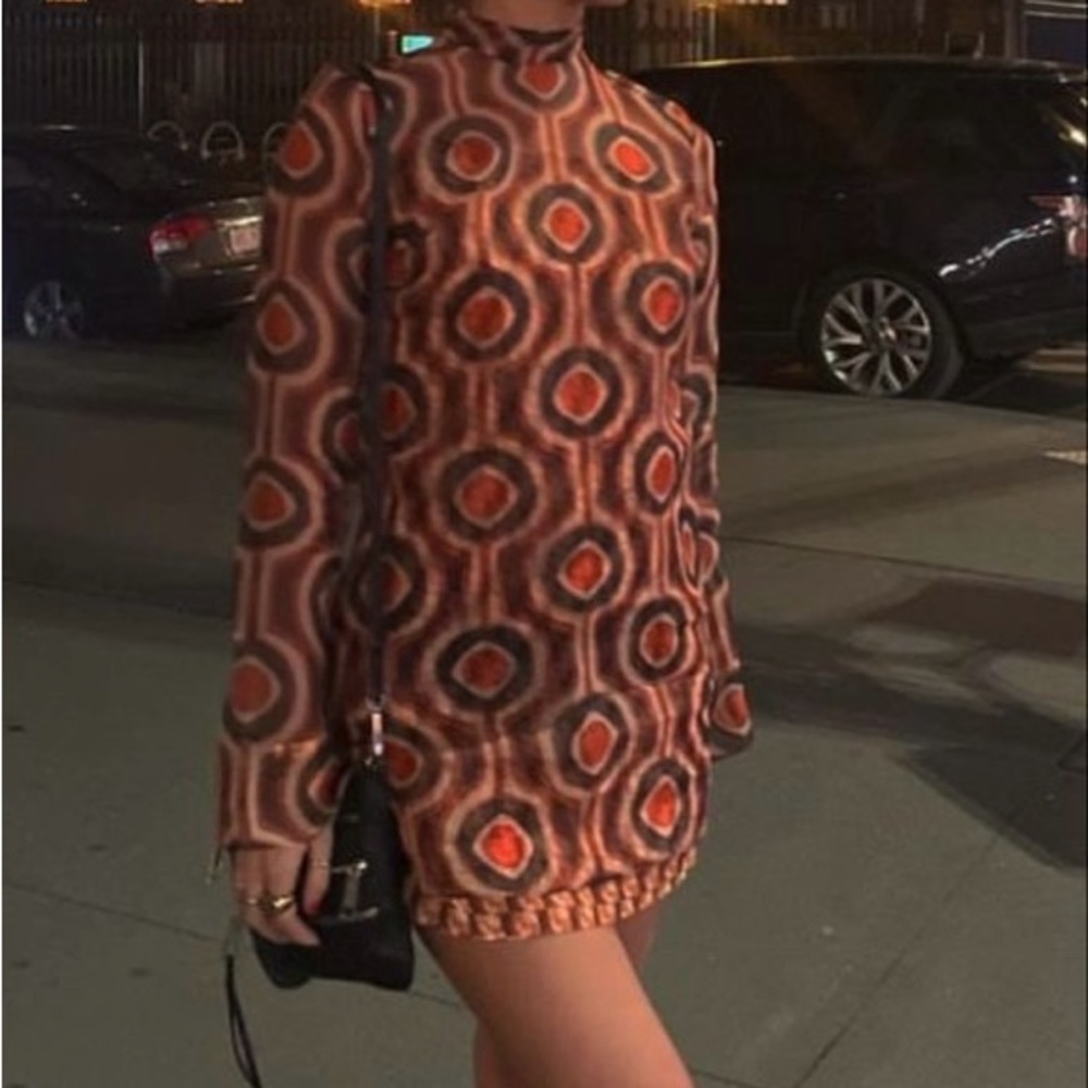 Zara Geometric Patterned Red Dress - Picture 11 of 11